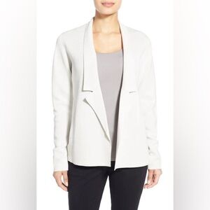 EILEEN FISHER Silk & Organic Cotton Interlock Knit Cascade Jacket in Bone Large
